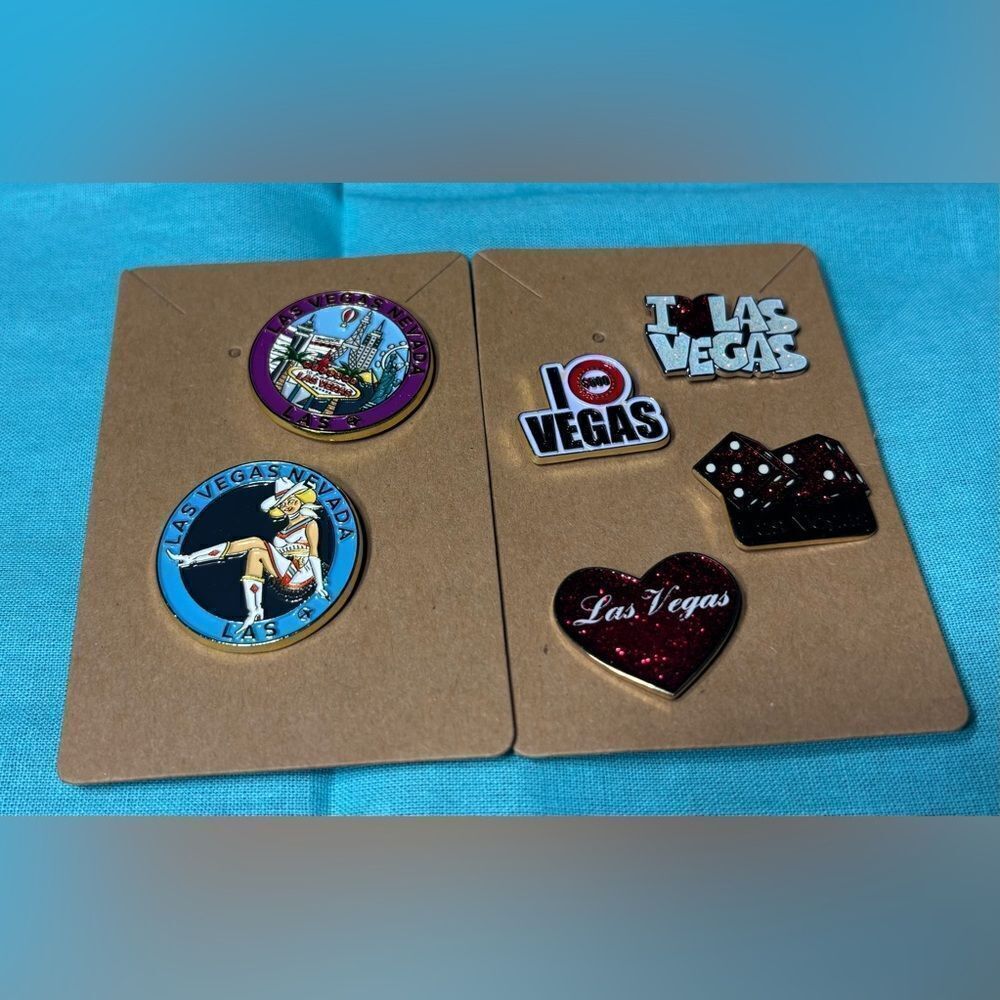 6 New Las Vegas Enamel Lapel Pins NWT